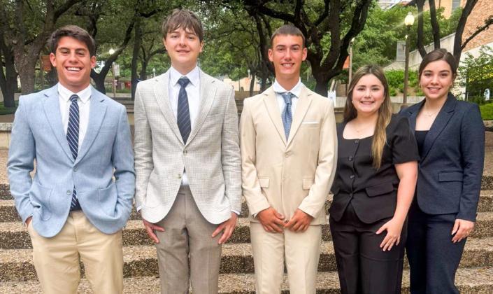 The Wellington High School Current Issues and Events team of Noah Cantu, Dixon Dugan, Lawson Inman, Ava Peters and Treylea Wiebe takes a fifth-place finish at the recent UIL State Academic Meet in Austin. WELLINGTON HIGH SCHOOL