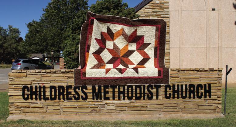 The Childress Methodist Joyful Quilters’ 2023 quilt, which will be raffled at the Annual Bazaar and Food Fest Saturday, Nov. 18 at Childress Methodist Church. The Red River Sun/Elizabeth Tanner
