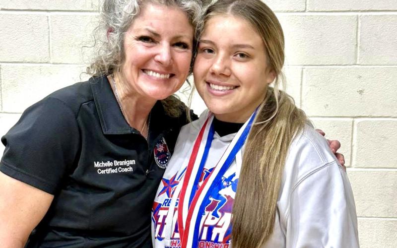 Memphis’ Lizzie Valle competes at the Texas High School Women’s Powerlifting Association’s (THSWPA) Unequipped State Championship Final Thursday, March 19 at Bert Odgen Arena in Edinburg. At the meet, Valle finished 11th in weight class 198, squatting 285 pounds, bench pressing 135 pounds and deadlifting 310 pounds for a total of 730 pounds. She was also awarded a $1,000 scholarship through the THSWPA. Memphis ISD
