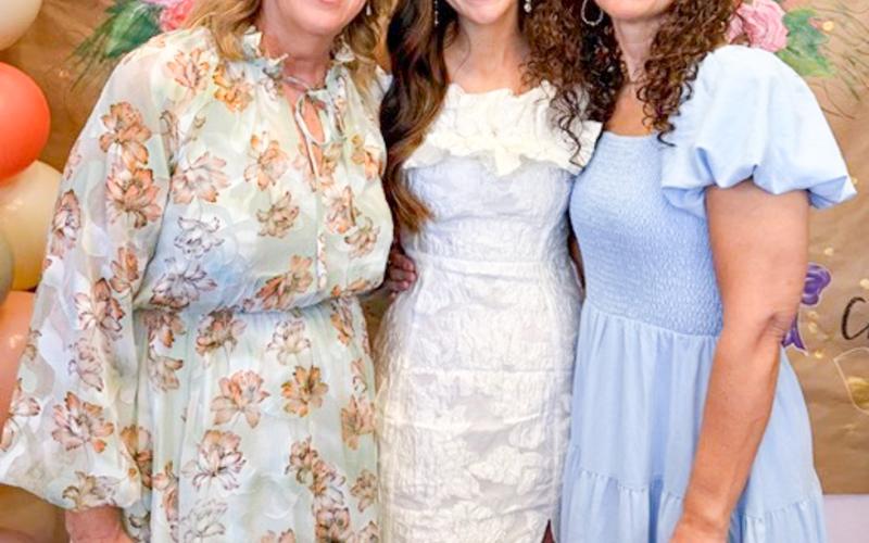 Bride-to-be Cali Pontnack gathers with her future mother-in-law, Ashley Long, left, and her mother, Linda Pontnack, on Sunday afternoon, April 12, at the Lewis Building venue. COURTESY PHOTO