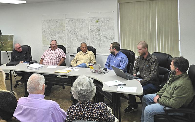 Greenbelt Water Authority Board Members meet with Freese &amp;amp; Nichols Engineering representatves and members of the public April 7. Sun Photo