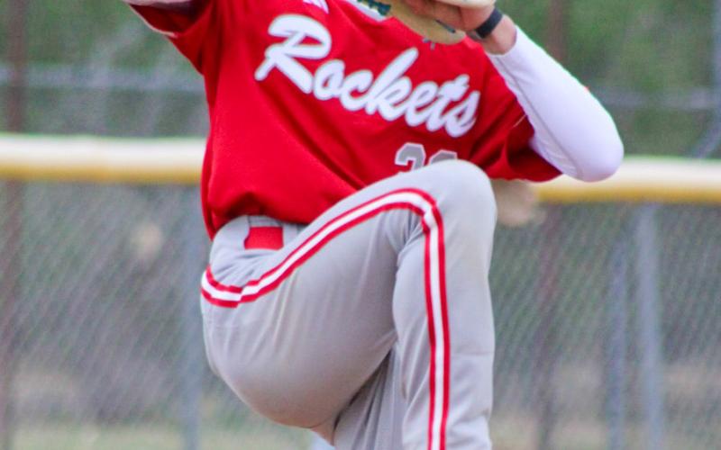 Wellington’s Dahmian Salinas takes the mound against Floydada Friday, March 27. The Red River Sun/Shauna Salinas