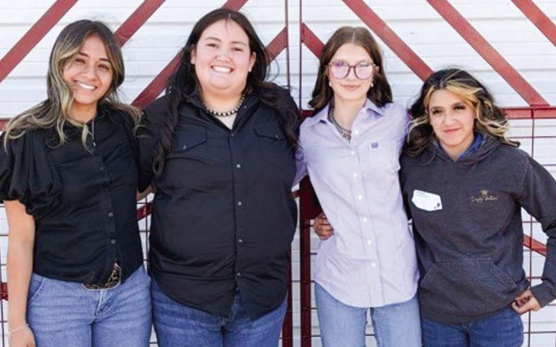 Traveling to Sweetwater Monday, April 6, the Livestock Judging team represented Wellington FFA. From left: Hazel Estrada, Audrey Bowen, Chloe Peters, Jazmyn Garcia. Wellington High School