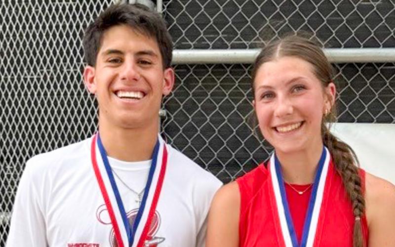 Skyrocket senior Noah Cantu and Lady Rocket freshman Anna Dwyer capture the mixed doubles championship to advance to region competition.