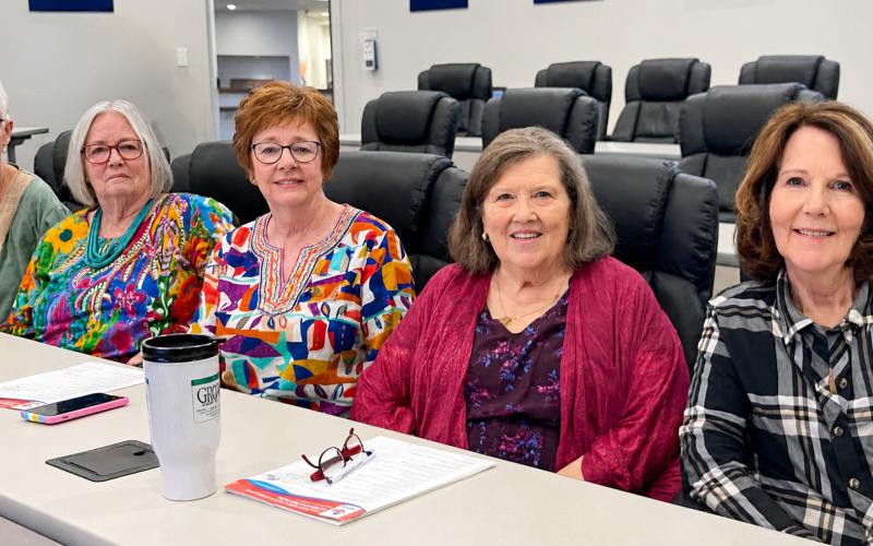 Participating in the first virtual House of Delegate Zoom meeting at Region 16 Education Service Center in Amarillo, area Texas Retired Teachers Association (TRTA) members represented Childress and Wellington. From left: Guest Dianne Phillips, of Childress, TRTA Delegates Neweta Carroll and Katrece Hale, of Childress, and Phyllis Floyd and Nancy Henard, of Wellington. COURTESY PHOTO