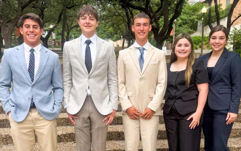 The Wellington High School Current Issues and Events team of Noah Cantu, Dixon Dugan, Lawson Inman, Ava Peters and Treylea Wiebe takes a fifth-place finish at the recent UIL State Academic Meet in Austin. WELLINGTON HIGH SCHOOL