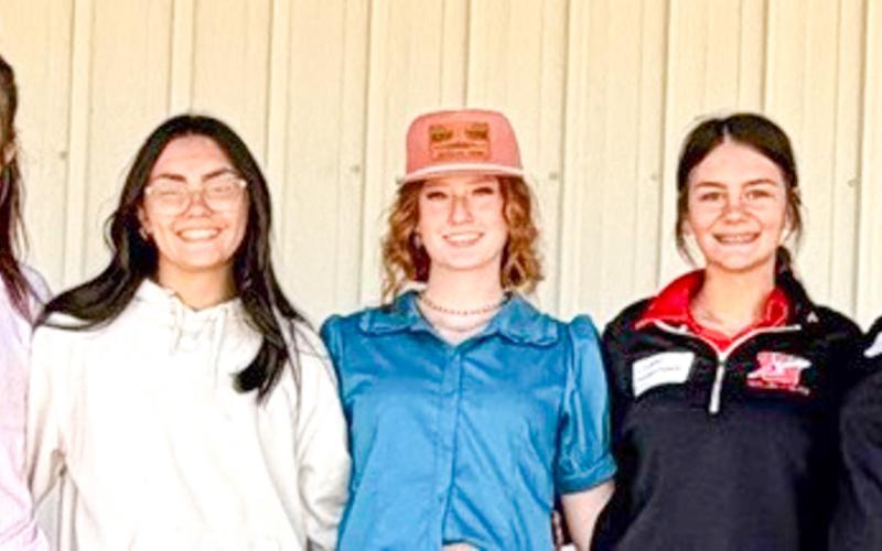 Coached by Drew Taylor, the Wellington Future Farmers of America (FFA) Land Judging team opens its 2026 season Friday, March 24 at the Ochiltree County Soil and Water Conservation contest in Perryton. Finishing as the second-place team, senior Jacy Lampe earned the second-place individual honor, while sophomore Anna Henard placed ninth individually. From left: Henard, Sophia Derr, Bailey Page, Heather Peters, Lampe. Wellington High School