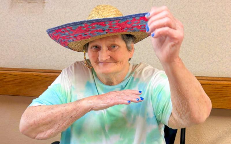 Avir residents celebrate Cindo de Mayo with festive hats, laughter, music and fun. AVIR AT CHILDRESS