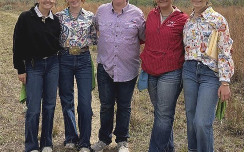 Wellington FFA Land Judging team earns the championship at the Salt Fork Soil and Water Conservation District Land Judging contest on Friday, April 3. From left: Sophia Derr, Bailey Page, Jace Darrow, Jacy Lampe, Anna Henard.