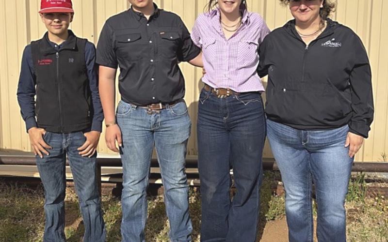 Wellington FFA Cotton Judging team takes the first-place honors at the recent Salt Fork Soil and Water Conservation District. From left: Wade Patterson, Kane Waters, Kenady Skelton, Brecklyn Powell. WELLINGTON HIGH SCHOOL