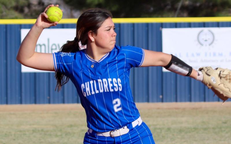 Childress’ Journey Prince aids the Lady Cats in a 23-2 win over Quanah Friday, March 6 in Childress. Childress High School Yearbook