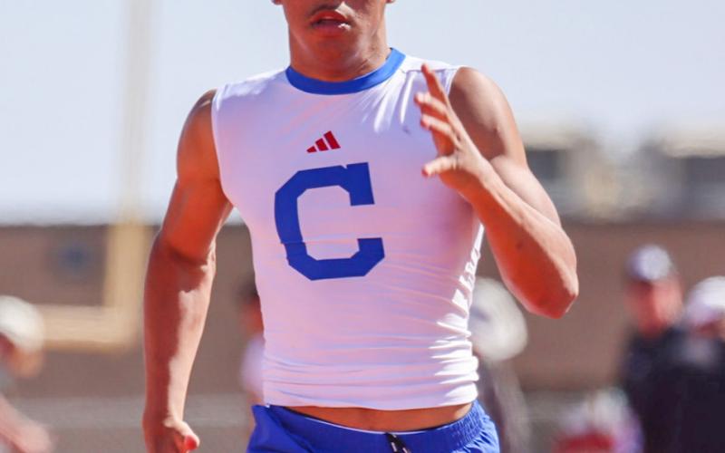 Childress’ Jaden Walker is the area champion in the 100-meter dash, securing a time of 10.61 to advance to regionals. CHILDRESS HIGH SCHOOL YEARBOOK