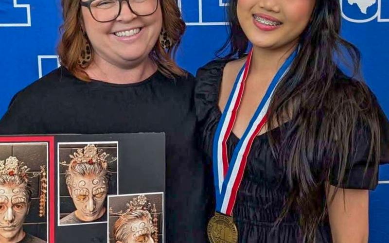 Childress High School’s Lyly Dinh places third in Theatrical Design – Hair and Makeup at the 2025-2026 State UIL Contest Friday, May 15-Saturday, May 16 at the Austin Independent School District (ISD) Performing Arts Center. For the challenge, designers were required to incorporate four wedding elements — something old, something new, something borrowed and something blue — into their “The King Stag” fantasy character challenge. CHILDRESS ISD