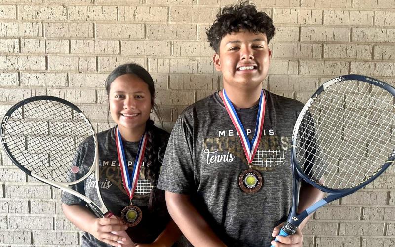 The mixed doubles team of Alexa Rodriguez and Javi Rodriguez take bronze at the Tascosa Rebel Tennis Tournament Thursday, March 26 in Amarillo.