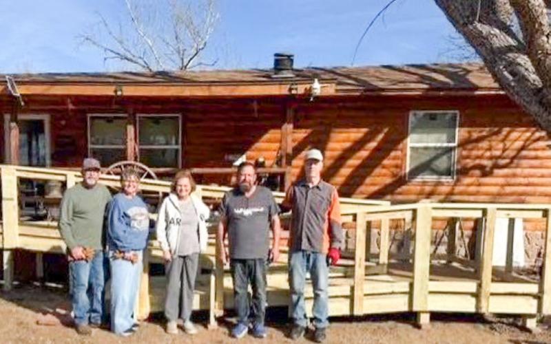 On Saturday, Feb. 7 in Wellington, six volunteers from Amarillo Downtown Lions Club, along with Wellington Lions Club members, built a 48’ ramp for a client.
