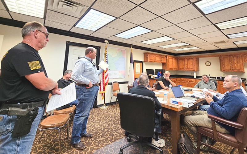 Memphis City Administrator Jack Owens addresses a called meeting of the Hall County Commissioners’ Court on Thursday, April 30. ROGER ESTLACK/THE GREENBELT INTREPID