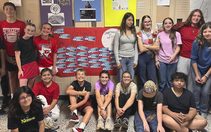 Counting down to liftoff on Friday, April 1, Wellington Junior High School Firecrackers gather in Shillalie Jones’ classroom to witness history, watching the successful launch of the Artemis II manned mission to the moon. This historic flight marks the first-time humans have headed towards the moon in over 50 years. “It’s truly an incredible moment to see our students inspired by the same wonder that captivated the world