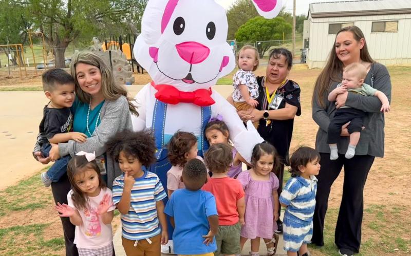 Easter Bunny greets students