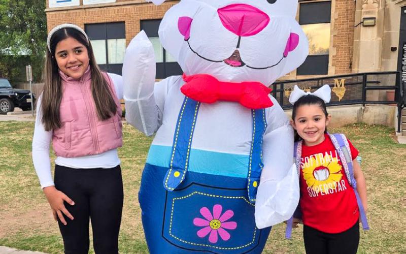 Easter Bunny greets students