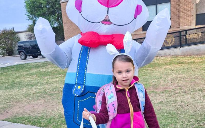 Easter Bunny greets students