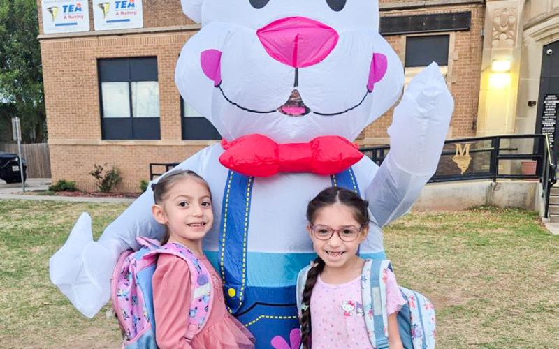 Easter Bunny greets students