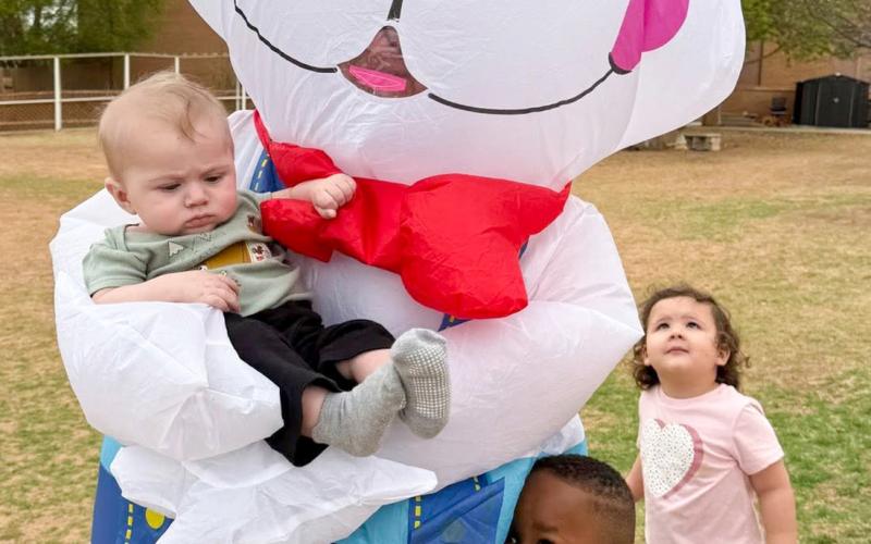 Easter Bunny greets students