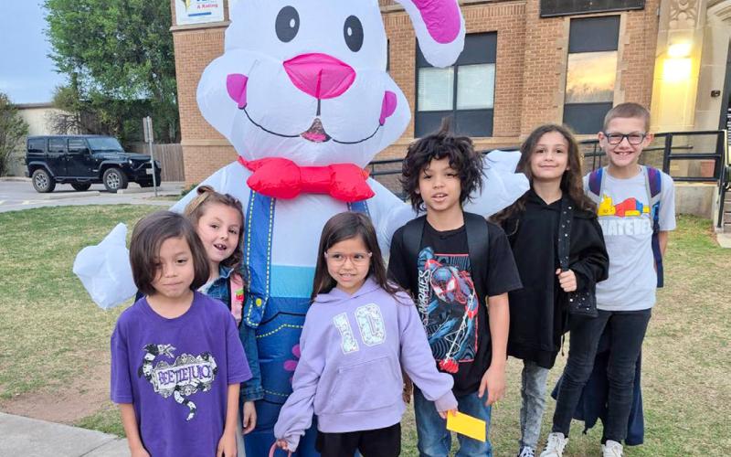 Easter Bunny greets students