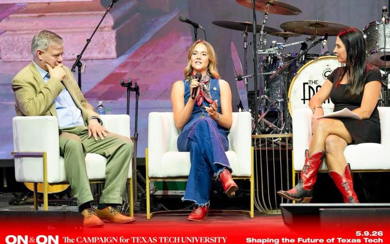 Memphis’ Emma Talley, center, joins a speaker panel for the Texas Tech University ON&amp;amp;ON Campaign, which hosted an event on Saturday, May 9 in Dallas. TEXAS TECH NOW