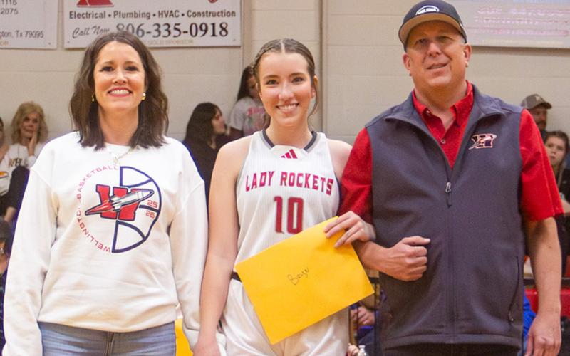 Bryn Phillips is the daughter of Cody and Kim Phillips. Bryn has played varsity basketball for the Lady Rockets for four years. After high school, Bryn plans to attend Texas Tech University to major in human and health sciences.