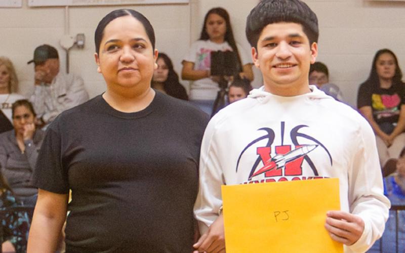 PJ Garcia is the son of Jessica Martinez and Paul Garcia. PJ has played varsity basketball for the Rockets for one year. After high school, PJ plans to major in physical therapy at Southwestern Oklahoma State University.