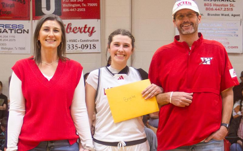 Brynlee Proffitt is the daughter of Coach Greg and Heather Proffitt. She has played varsity basketball for the Lady Rockets for four years. After high school, Brynlee plans to attend Texas Tech University to major in health sciences.