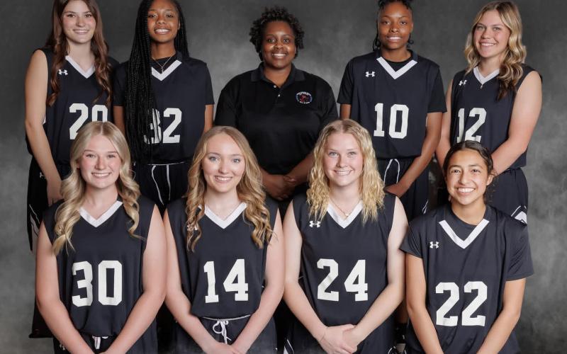 Childress’ Emma Jalomo, back row, far right, competes for the West team during the Golden Spread All-Star Games, helping lead the team to a championship win. Beating East, 78-74, and South, 63-59, Jalomo hit two three-point shots, as well as put up a fourth-quarter buzzer beater during the games Thursday, March 26-Saturday, March 28. Golden Spread All-Star Games