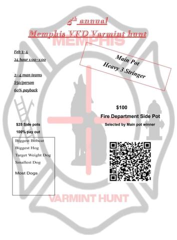Memphis VFD plans Fourth Annual Varmint Hunt 