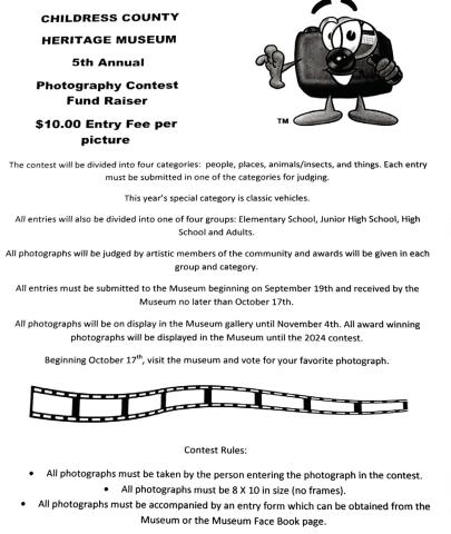 Childress County Heritage Museum 5th Annual Photography Contest now open