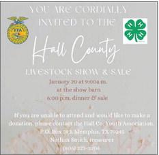 The Hall County Jr. Livestock Show will welcome dozens of exhibitors this weekend, Saturday, Jan. 20, at the Hall County Show Barn. Graphic Courtesy of Hall County Youth Association