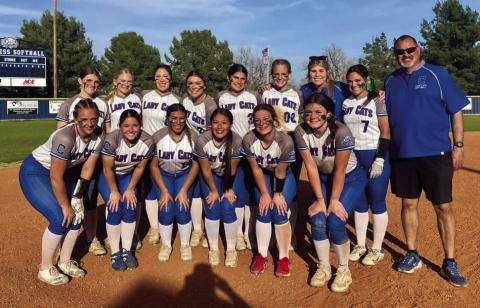 The Childress Lady Cats sweep Dalhart in a 10-0 shutout Monday, March 17, opening district play with a bang. Courtesy Photo