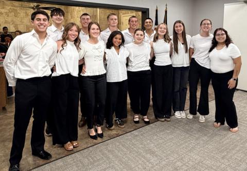 Wellington High School students graciously serve the steak dinner at the Court Appointed Special Advocates (CASA) of the Rolling Plains Gala on Saturday, May 2 at Wellington Community Center. Front row, from left: Noah Cantu, Bryn Phillips, Maggie Tillman, Demi Massey, Ava Peters, Hartley Kane, Anna Dwyer, Autumn Shatswell, Natalee Alvarado. Back row, from left: Dixon Dugan, Lawson Inman, Jax Heflin, Cix Killian, Alex Orozco. COURTESY PHOTO