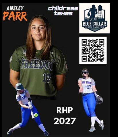 Childress’ Ansley Parr, a junior right-hand pitcher and first baseman for the Lady Cats, is highlighted in Coaches Corner’s Blue Collar Family Spotlight, announced Sunday, July 20. Coaches Corner