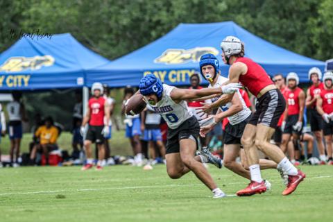 The Childress Bobcats compete in pool play during the 25th Annual 7-on-7 State Football Tournament Thursday, July 22 at Veterans Memorial Park in College Station. The Red River Sun/Nicole Dill