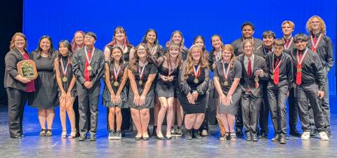 The Childress High School One Act Play cast and crew advance to the bi-district round with their performance of “Cicada,” which earned them a second-place finish at the district competition Thursday, March 5 in Bushland. Courtesy Photo