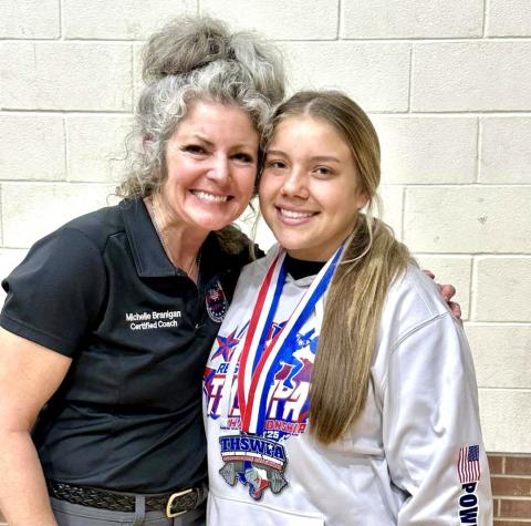 Memphis’ Lizzie Valle competes at the Texas High School Women’s Powerlifting Association’s (THSWPA) Unequipped State Championship Final Thursday, March 19 at Bert Odgen Arena in Edinburg. At the meet, Valle finished 11th in weight class 198, squatting 285 pounds, bench pressing 135 pounds and deadlifting 310 pounds for a total of 730 pounds. She was also awarded a $1,000 scholarship through the THSWPA. Memphis ISD
