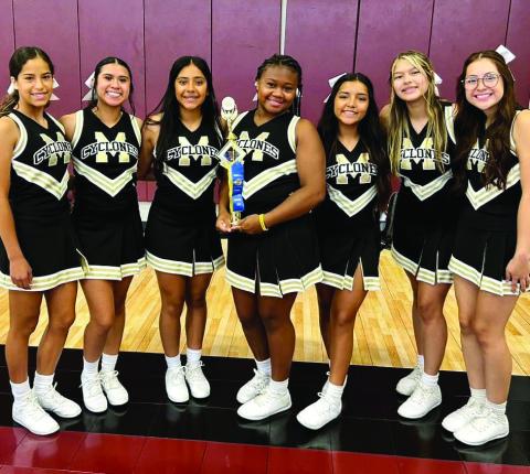 Memphis High School cheerleaders recently attended a National Cheerleaders Association (NCA) camp at West Texas A&amp;M University in Canyon, earning first-place sideline, Gold Superior camp routine and Blue Superior game day routine. Photos Courtesy of Memphis ISD