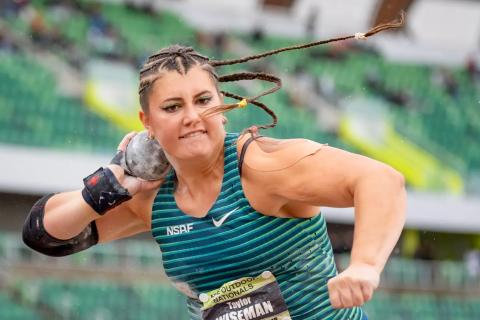 Childress’ Taylor Wiseman competes at the Nike Outdoor Nationals Thursday, June 19-Sunday, June 22 at Hayward Field in Eugene, Ore. (The Register-Guard/Ben Lonergan)