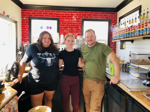 Co-founder Kassidy Barlow, left, barista Alyvia Sorensen and co-founder David Sorensen supervise the Sorensen Wellhouse coffee truck, a.k.a. The Soggy Llama, located at 309 Houston St., just south of Wellington Fairgrounds, on the west side of U.S. Hwy 83. Not pictured: co-founder Kathryne Sorensen.    