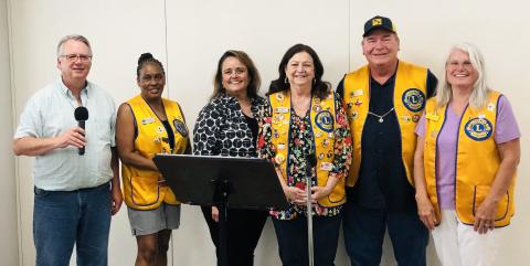 During the Monday, Aug. 4 meeting of the Wellington Lions Club, Lion Neal Odom led in singing “Happy Birthday” and “Happy Anniversary” to Lions with August celebrations and “I’ve Got That Lion Spirit.” From left: Odom, Cynthia Patterson, Lucy Owens, Margret Woods, Dave Hall, Lori O’Rear.   