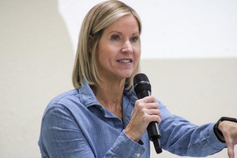 National Cotton County Vice President of Economics and Policy Dr. Jody Campiche discusses cotton economics and market trends at the Rolling Plains Cotton Growers’ fall meeting Thursday, Oct. 2 at the Fair Park City Auditorium in Childress. 