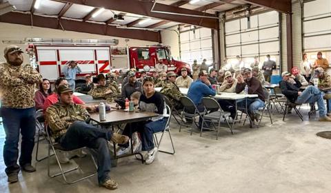The crowd waits in anticipation for the winners of Wellington Volunteer Fire Department’s Third Annual Varmint Hunt fundraiser to be announced.   