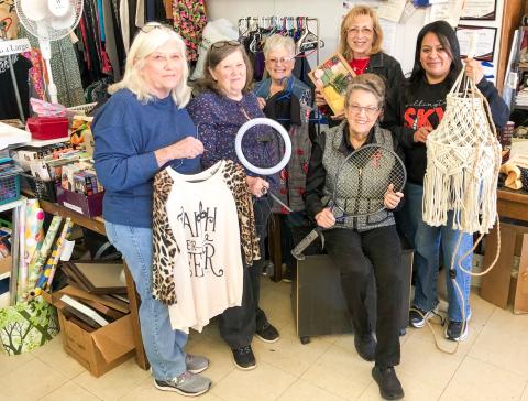 Wellington Endless Bargains (WEB) Board Vice President Sharon Starkey, seated, gathers with board members Monday afternoon, Jan. 12, to sort newly donated inventory. Located at 823 West Ave. in downtown Wellington, WEB marked 10 years in business on Oct. 31, 2025. Back, from left: Treasurer Bonnie Hall, Secretary Phyllis Floyd, Ann Wauer, President Lennie Statham, Maria Skelton. Not pictured: Mike and Debra Belew.  