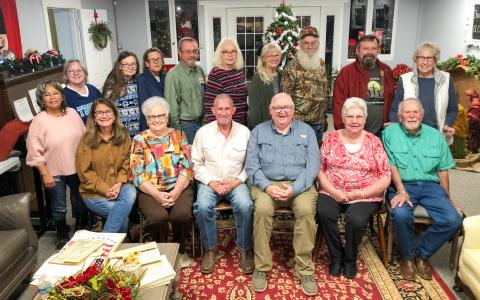 Still attired in Christmas décor, the Collingsworth County Board of Directors and volunteers met for a bi-monthly meeting Monday evening, Jan. 12 in the Ellis Art Center. Items for discussion included the 250th anniversary of the United States and the 150th anniversary of Collingsworth County. 