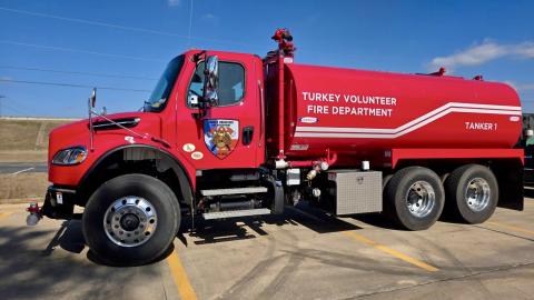 The Turkey Volunteer Fire Department (TVFD) recently received their first new tanker truck in four decades, thanks to a grant from the Texas A&M Forest Service, as well as community donations.